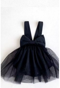 Ошатна чорна боді-сукня з бантиком на дівчинку